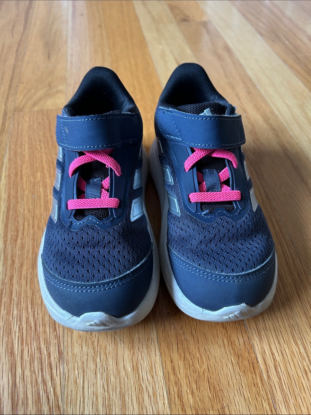 adidas Kids Navy Sneakers with Pink Laces